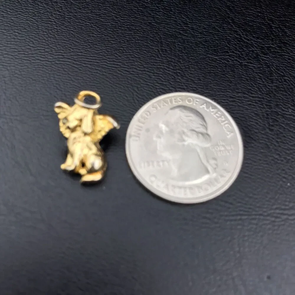 Angel Dog Gold Tone Vintage Metal Pin Brooch Puppy